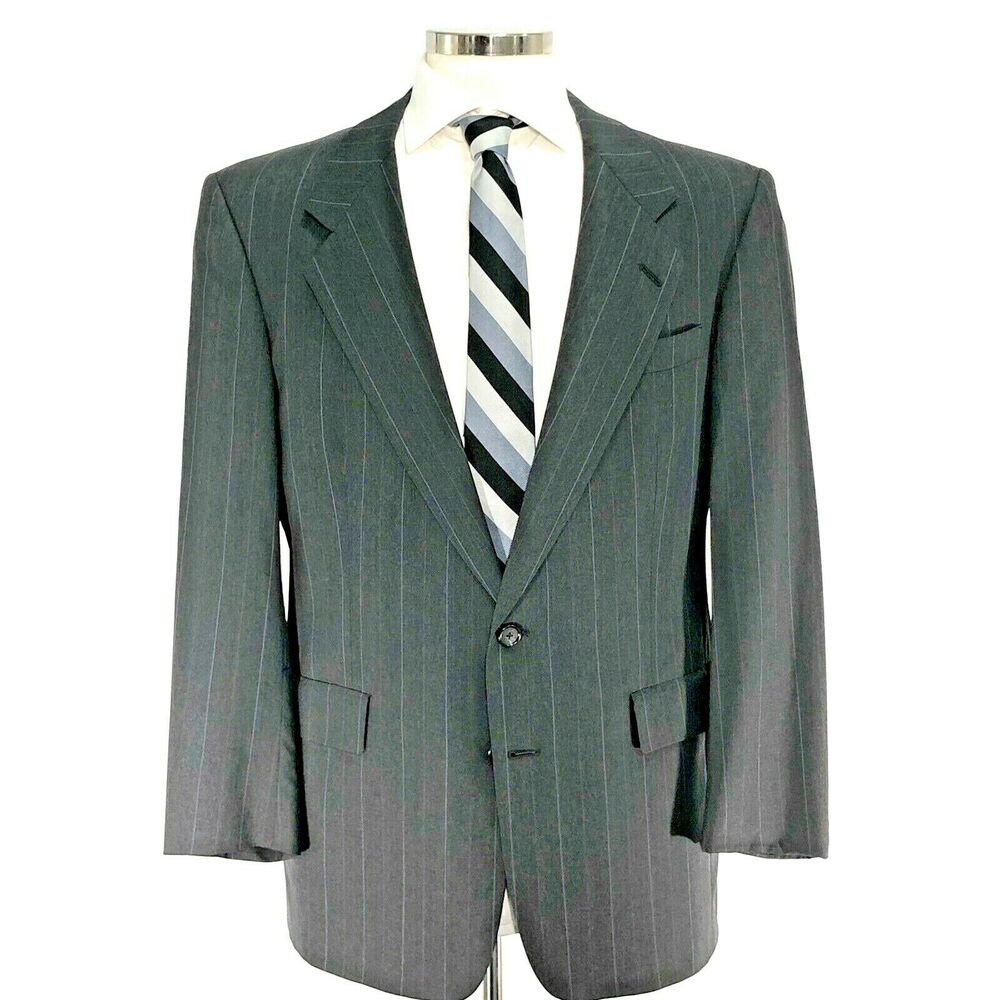 Hart Schaffner Marx Mens Size 40R Charcoal Pinstripe Sport Coat Blazer Classic